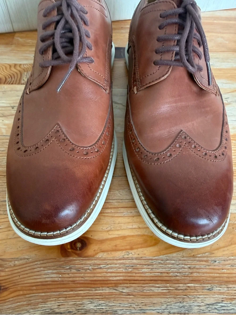 Cole Haan Original Grand Wing Tip Oxford Brown Leather Shoes Men’s 9.5 W  SCENT
